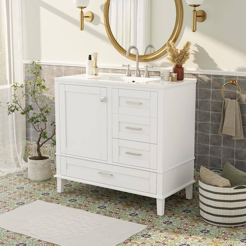 MEDUNJESS 36'' Bathroom Vanity Set with Ceramic Sink, Bathroom Storage Cabinet