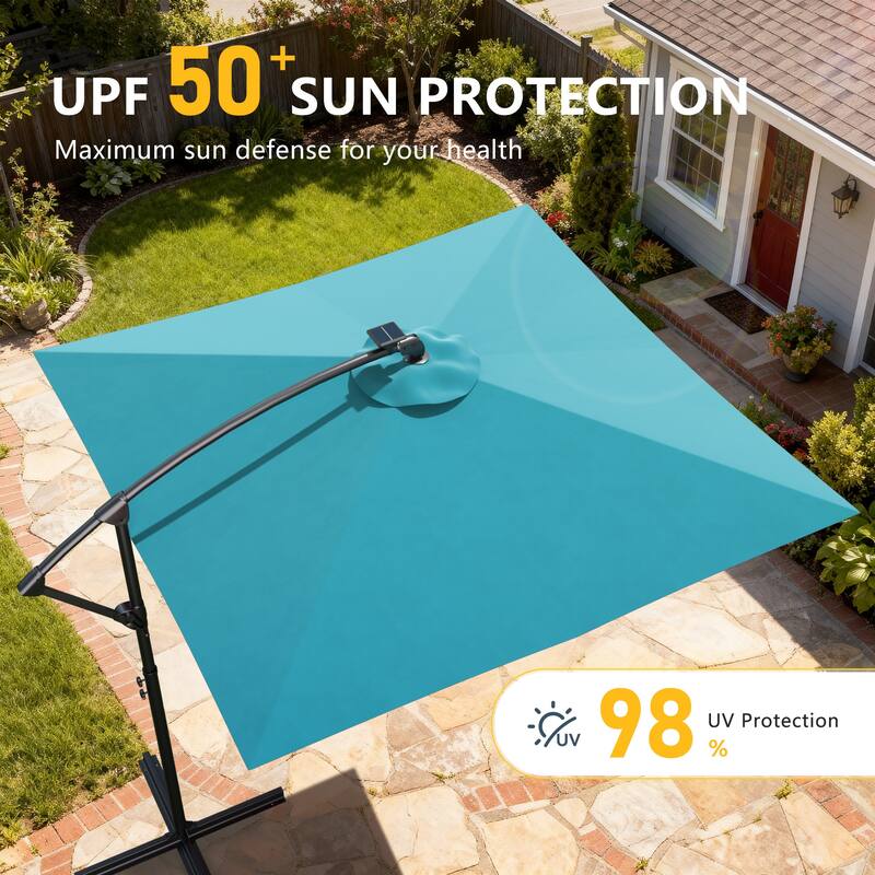 Outdoor 8.2x8.2FT LED lighted Patio Offset umbrella for Garden