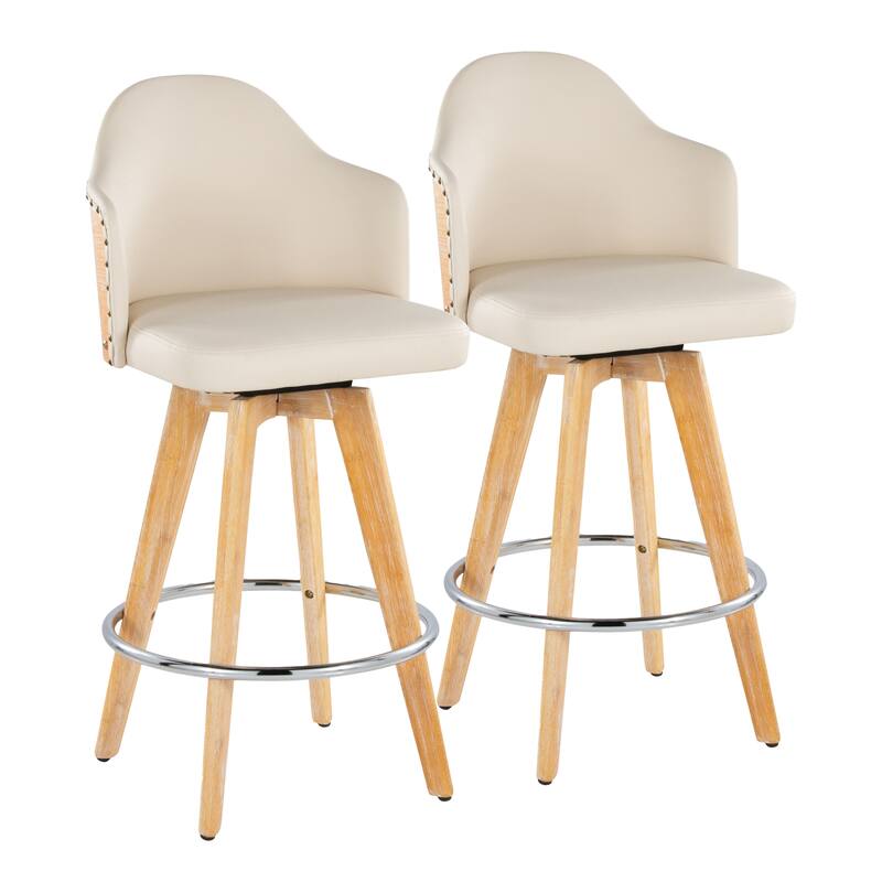 Carson Carrington Valsatra 26" Fixed-Height Counter Stool with Natural Wood Back (Set of 2)