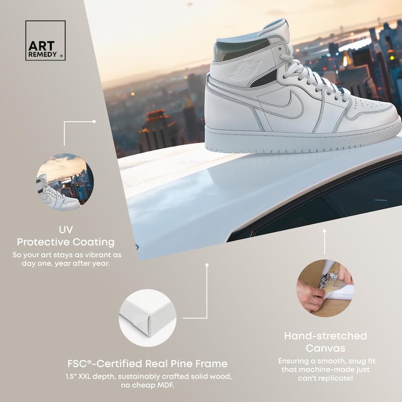 City Car and Sneakers Canvas by Art Remedy, Gallery Wrapped