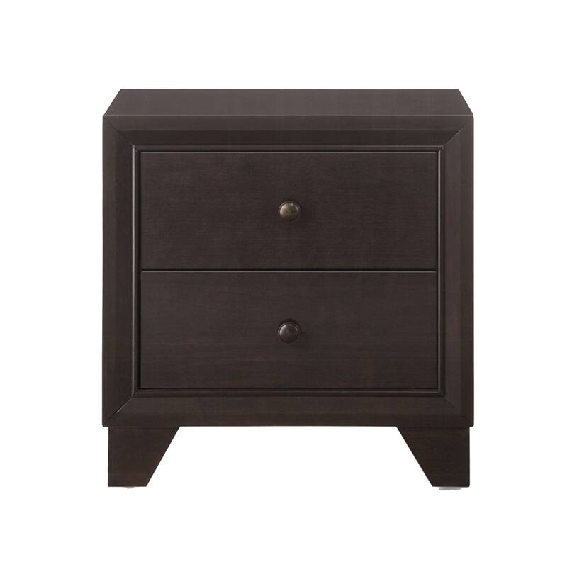 Espresso Brown 2 Drawer 16.38 in. W Nightstand with Sturdy Hardware and Ample Storage