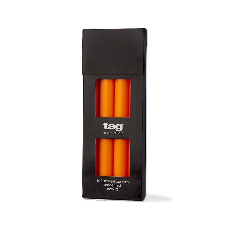 Color Studio 10" Orange Straight Taper Candle - Everyday Paraffin Wax Candle for Home Decor