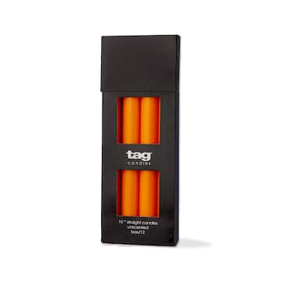 Color Studio 10" Orange Straight Taper Candle - Everyday Paraffin Wax Candle for Home Decor