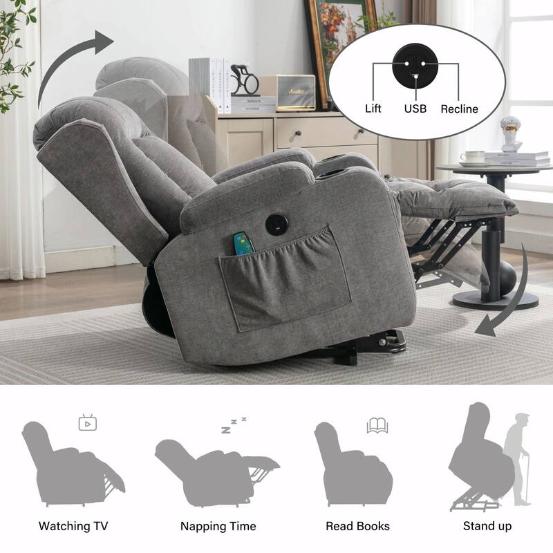 Power Lift Recliner Chair for Elderly with Heat, Massage, and USB Port