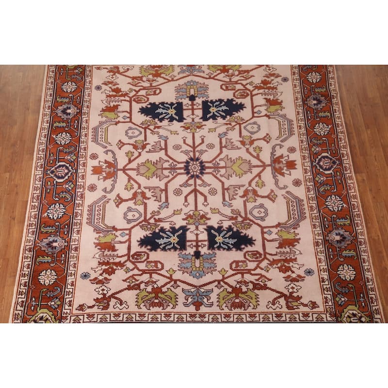 Transitional Pink Oushak Area Rug Handmade Oriental Wool Carpet - 7'10"x 9'10"