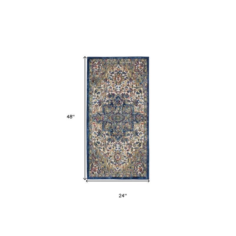 Power Loomed Distressed Floral Traditional Non Skid Area Rug - 48' X '24' X '0.5