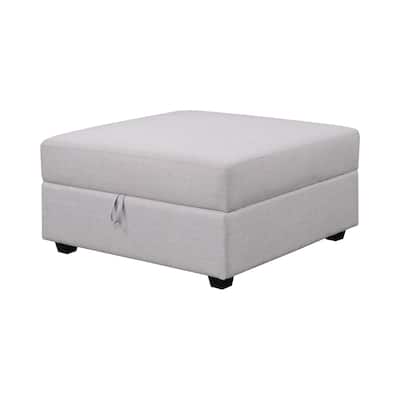 Storage Ottoman with Fabric Upholstery and Tapered Legs, Gray