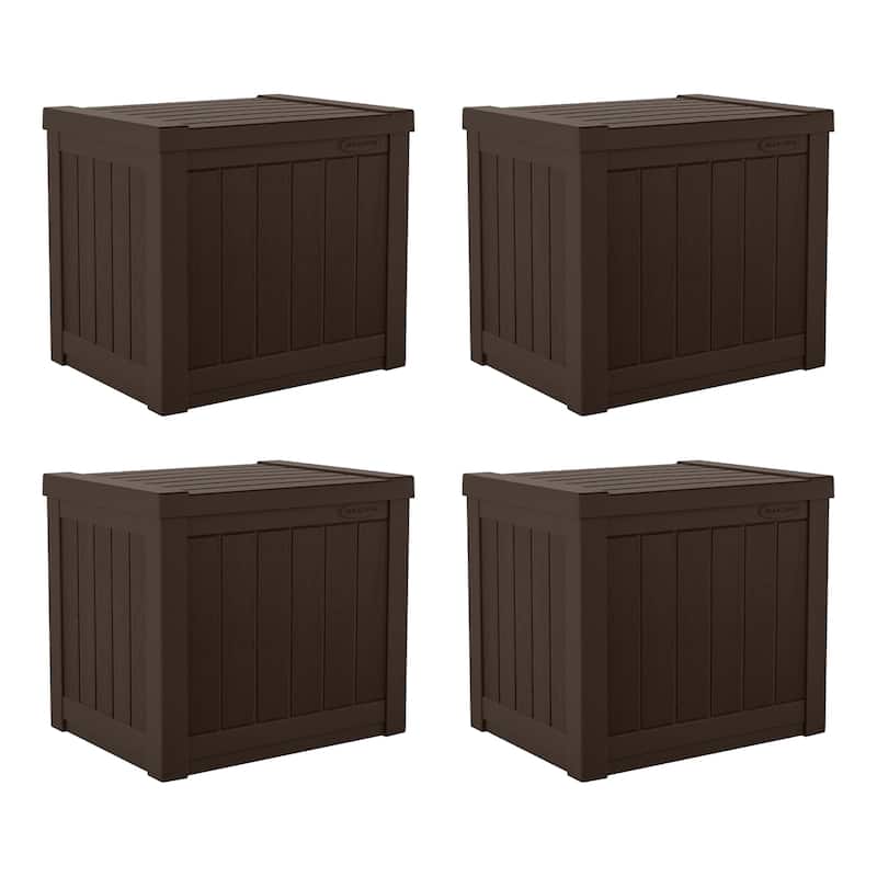 Suncast 17 x 22 Inch Resin 22-Gallon Patio Storage Deck Box, Java Brown (2 Pack) - Brown - 4 Pack