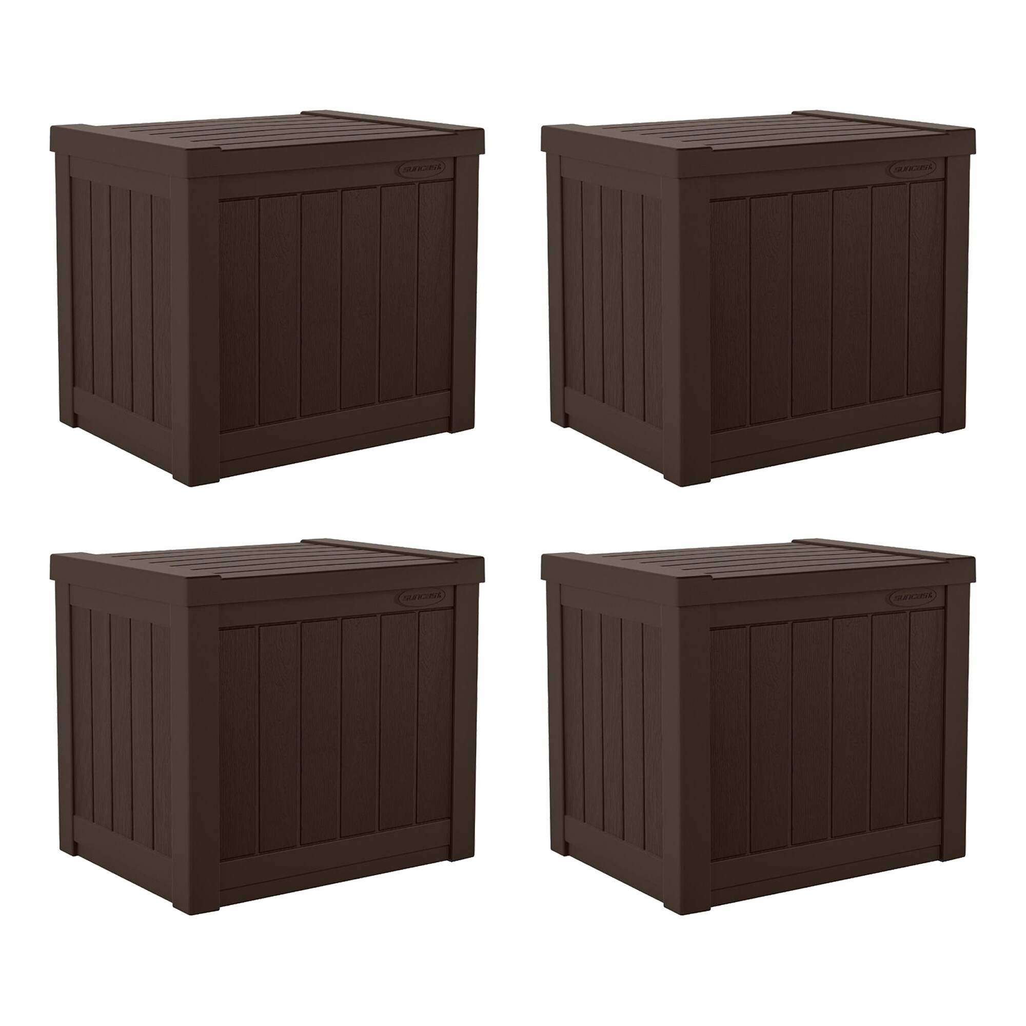 Suncast 17 x 22 Inch Resin 22 Gallon Patio Storage Deck Box Java