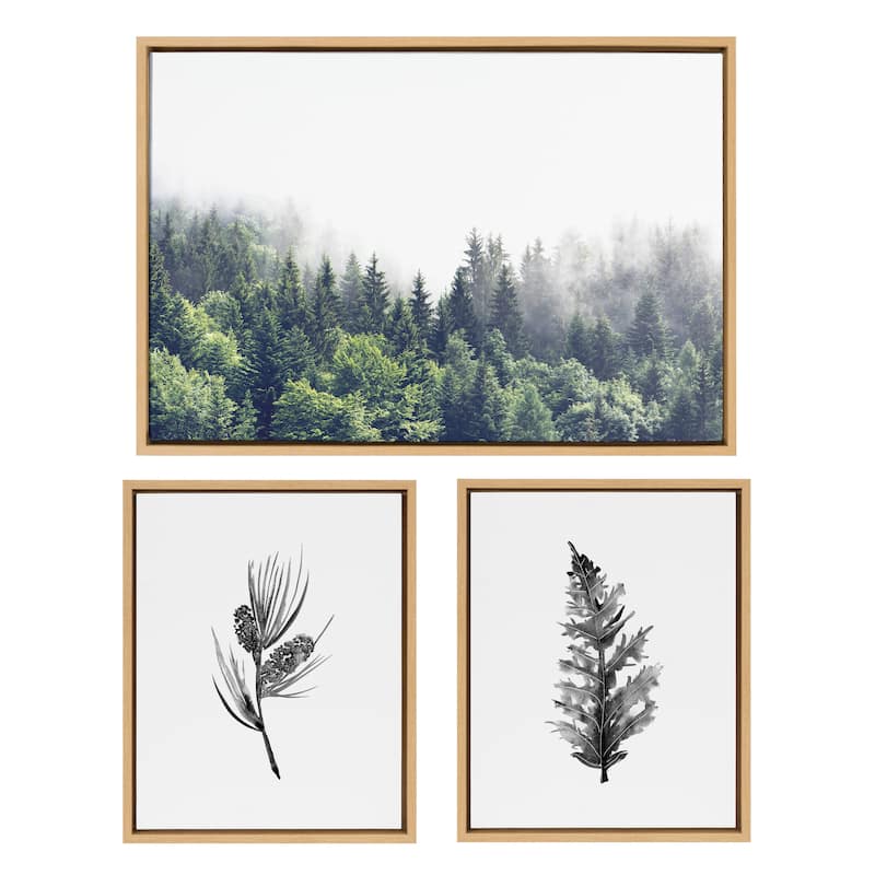 Kate and Laurel Sylvie Foggy Framed Canvas Art Set by Various Artists - 3 Piece Set