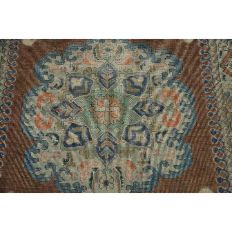 Hand Knotted Oriental 100% Wool Carpet Traditional Medallion Brown Tabriz Area Rug - 4' 7'' X 3' 0''