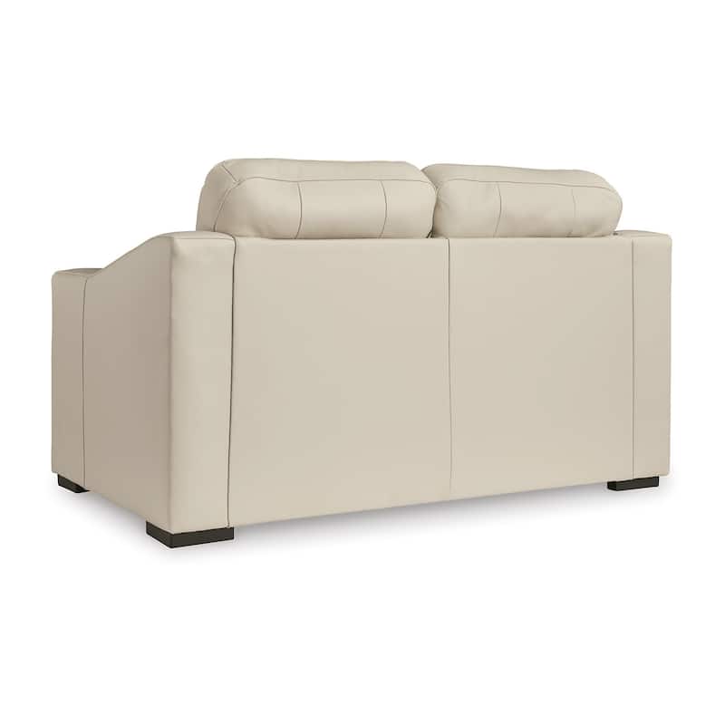 Rove Loveseat, Plush Cushioned Cream Real and Faux Leather, 67 Inch