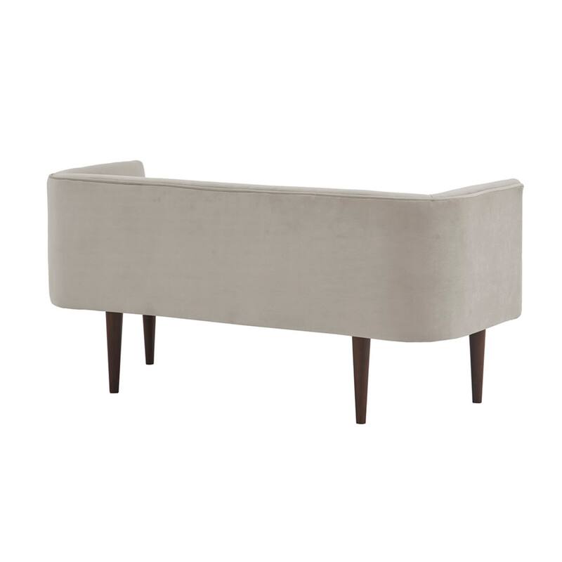 Roomfitters 49-Inch Upholstered Velvet Accent Bench, Solid Wood Legs in Morocco Finish, Cream