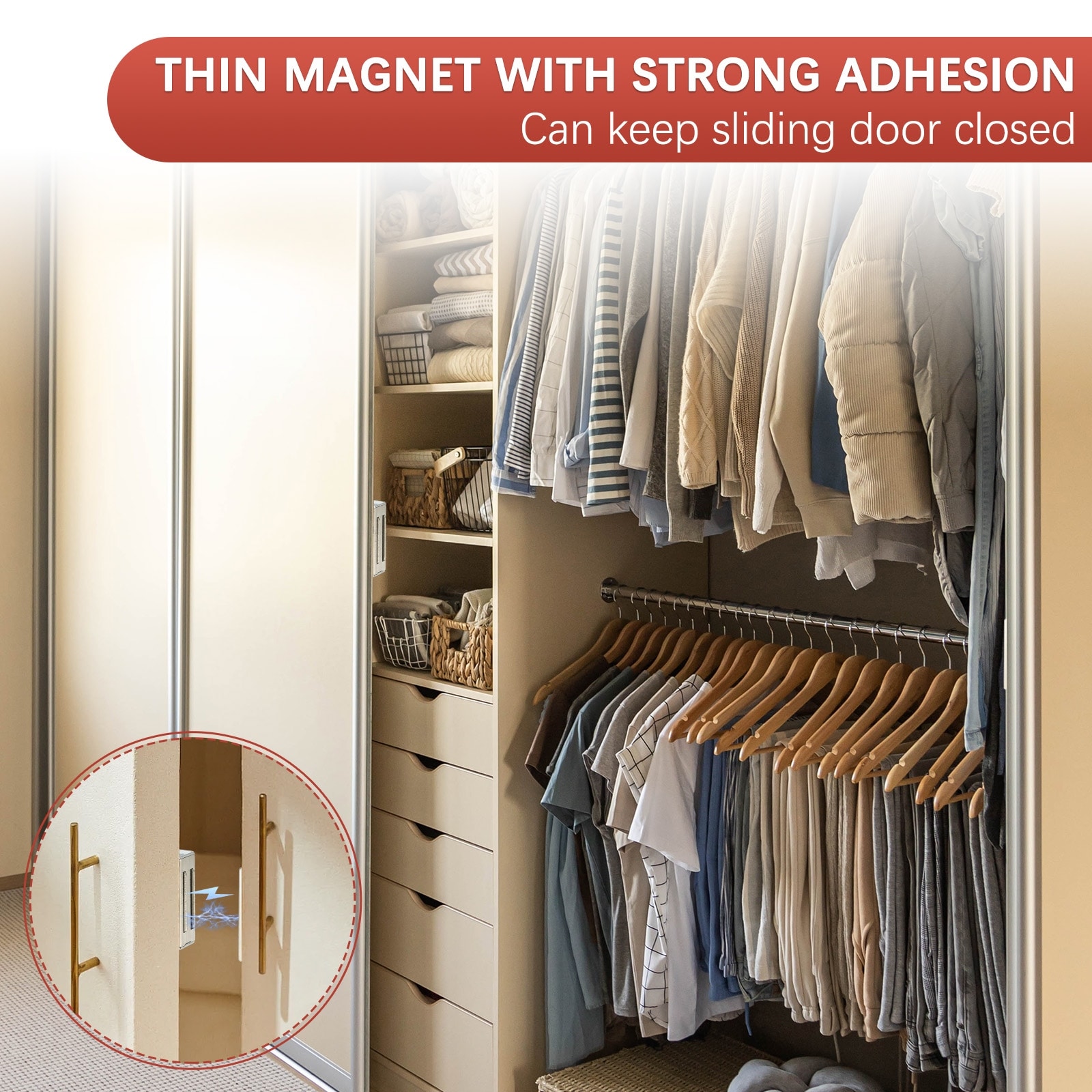 Cabinet Magnets for Closure - Magnetic Door Latch Use for Kitchen - Silver