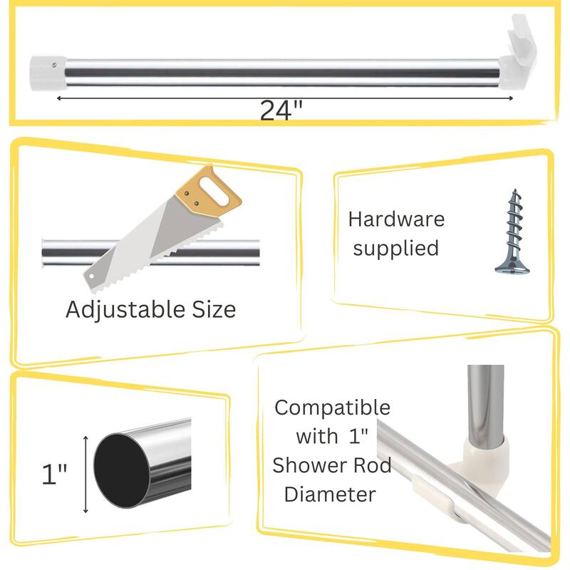 Adjustable Ceiling Curtain Rod - Mount Support for Bathtub or Shower Curtain Rod
