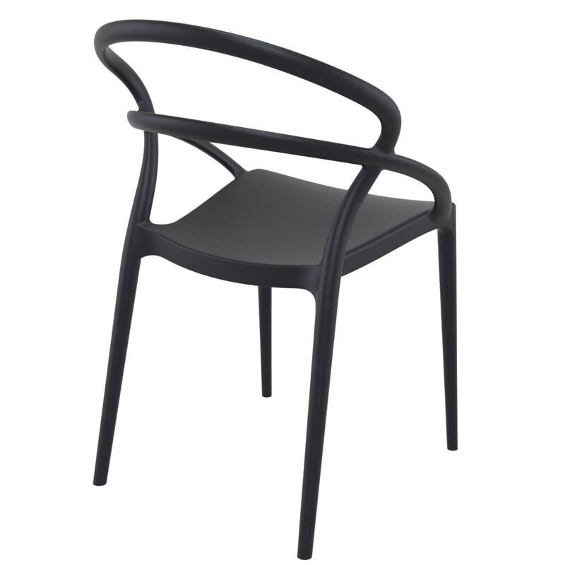 32.25" Black Outdoor Patio Round Dining Chair
