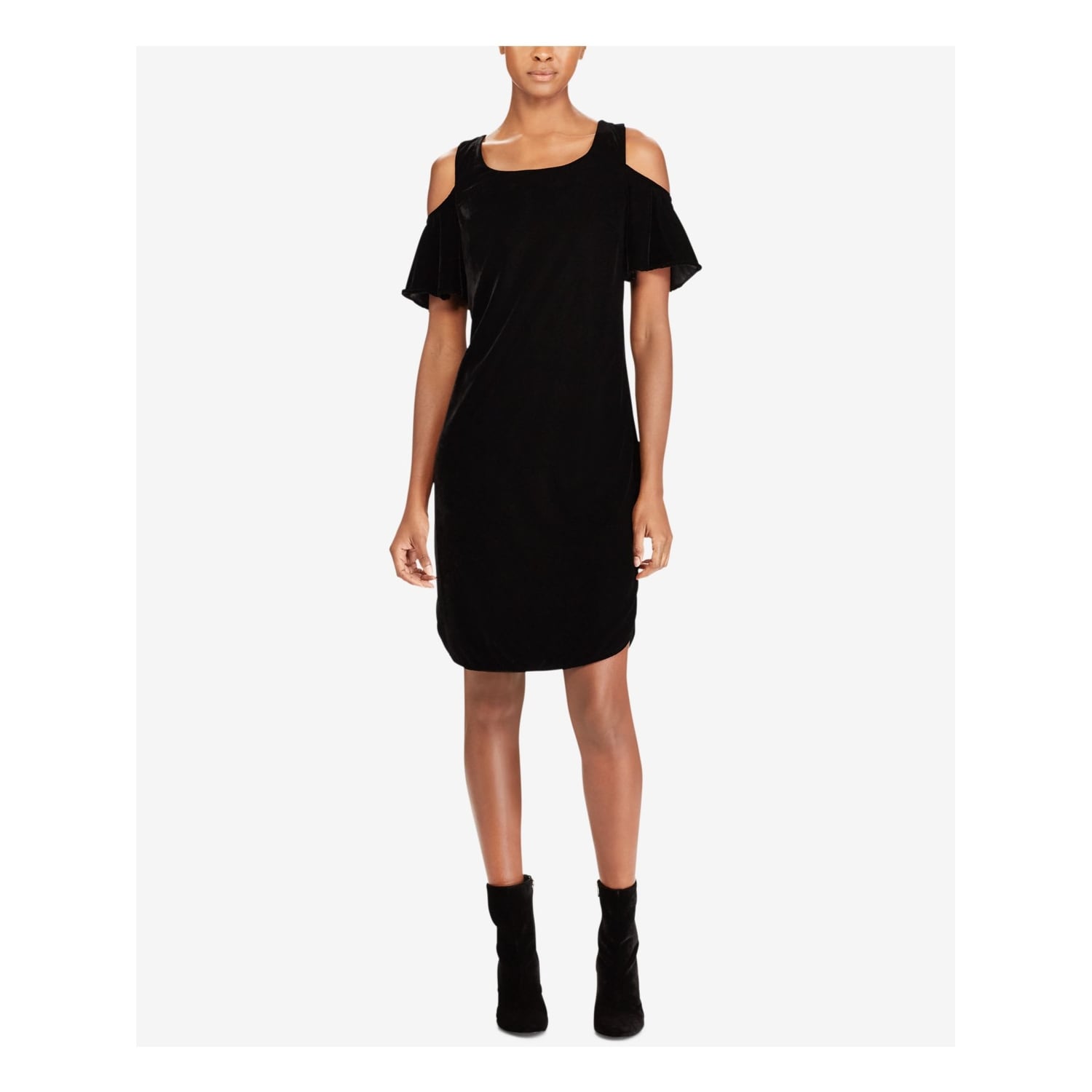 black dress short sleeve knee length