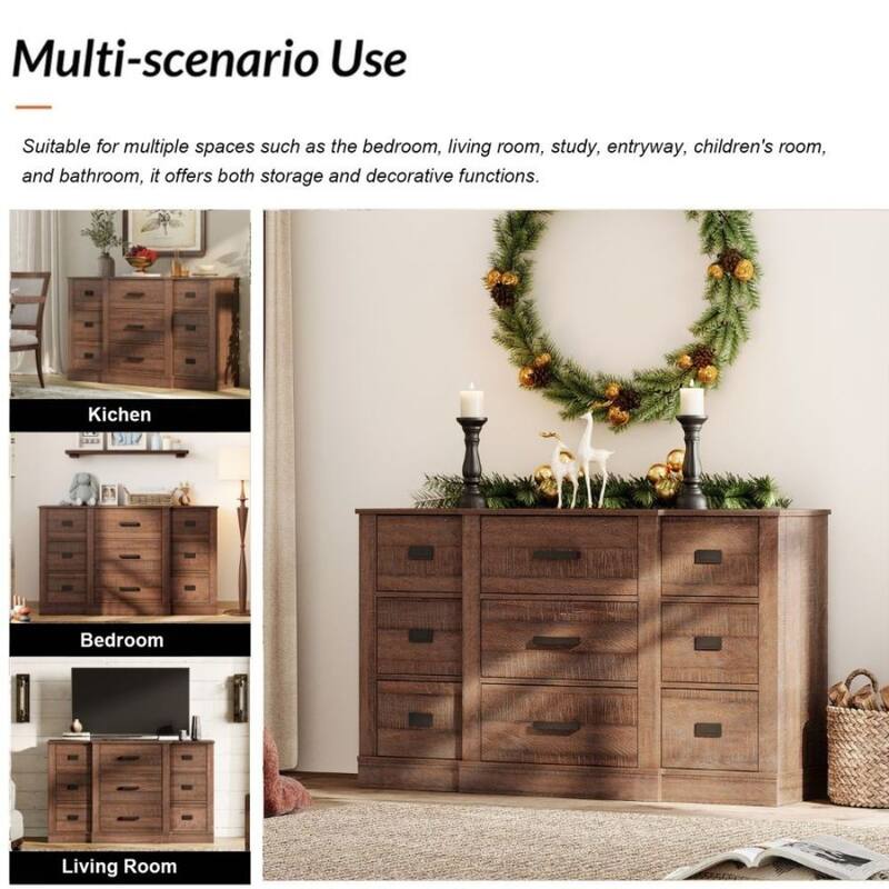 9 Dresser for Bedroom, 52.4" Mid Century Modern Dresser Furniture for Living Room, Hallway