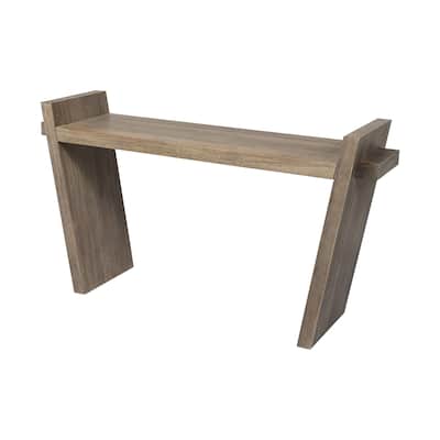 HomeRoots Medium Brown Solid Mango Wood Finish Console Table With Slanted Base Design - 16