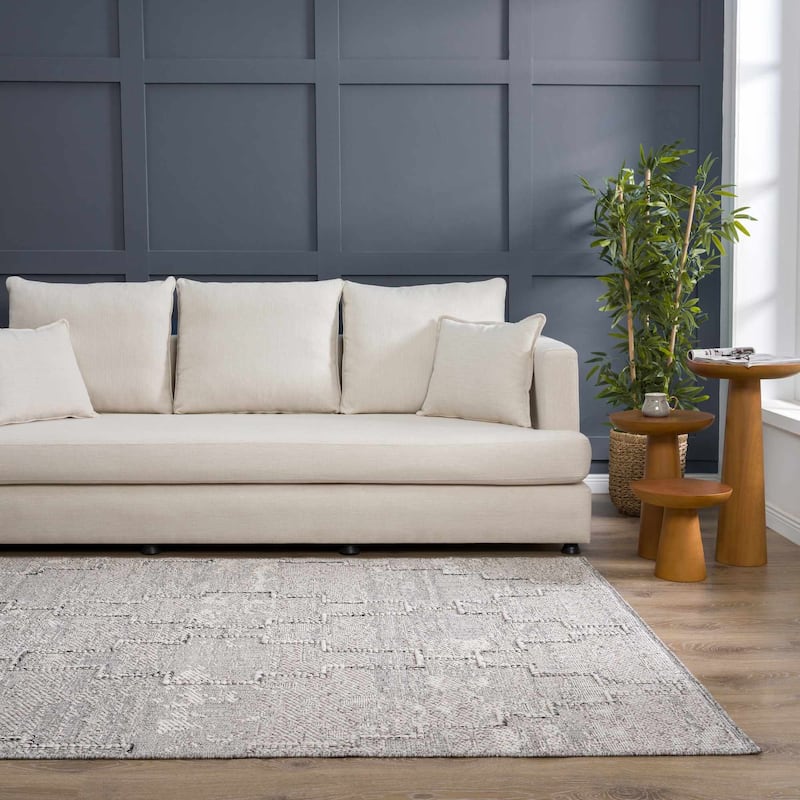 Hauteloom Butch Living Room, Bedroom Patio Outdoor Area Rug - Farmhouse - Taupe,Beige - 2' x 3'