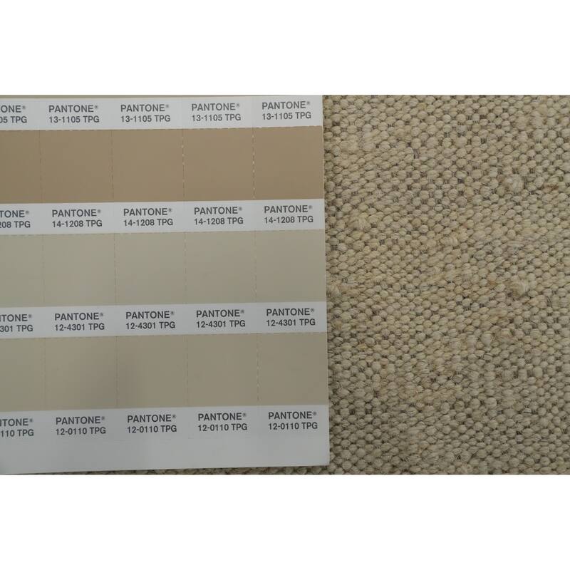 Hand Woven Oriental 100% Wool Carpet Southwestern Modern Beige & Ivories Kilim Area Rug - 12' 2'' X 9' 0''