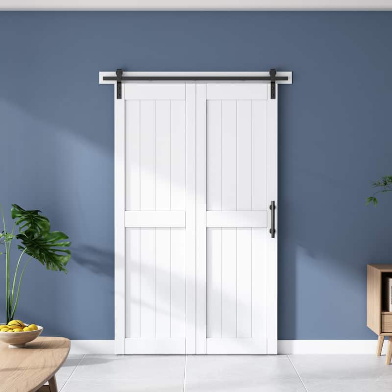 Sanding 24in./28in./30in./36in./44in./48in.x 84in. MDF Bi-Fold Barn Door with Hardware Kit ,Covered with Water-Proof PVC Surface