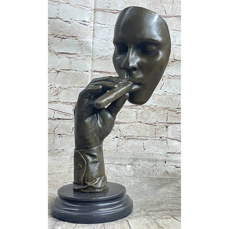 Havana Man Smoking Cigar Bronze Statue Sculpture Modern Art 15 Inches X 8 Inches