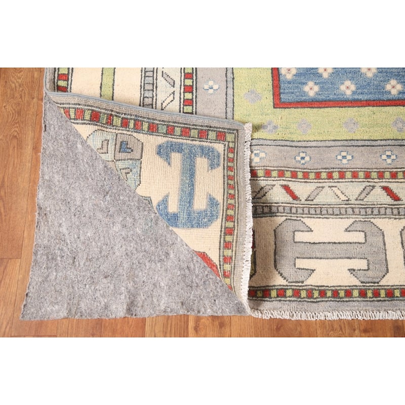 Traditional Grey Kazak Area Rug Hand-Knotted Bedroom Wool Carpet - 6'10" x 9'10"
