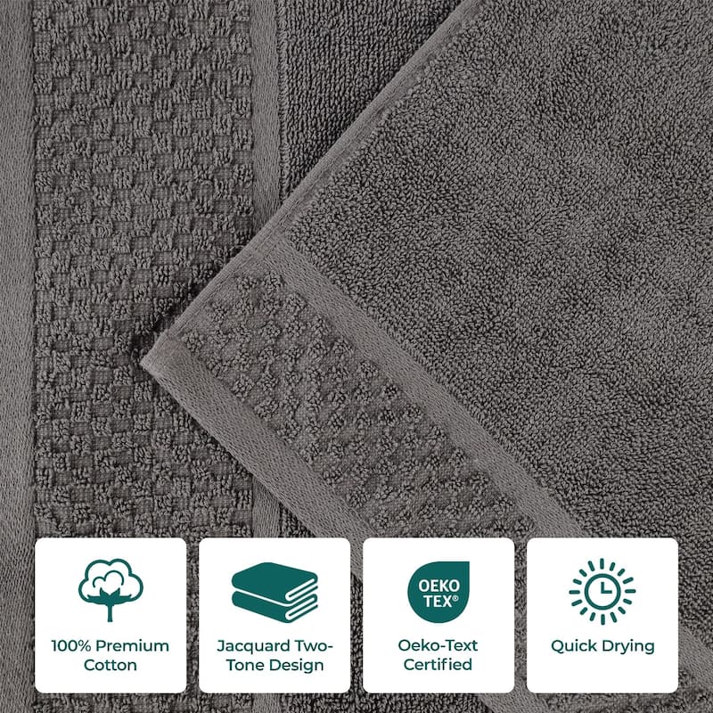 Superior Lodie Cotton Jacquard Solid and Two-Toned 6 Piece Towel Set