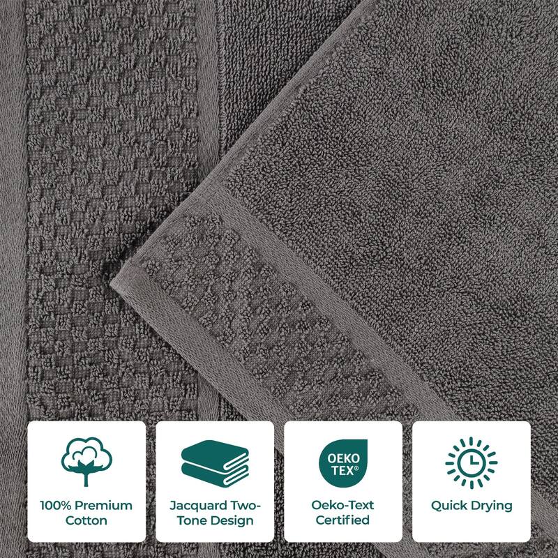 Superior Lodie Cotton Plush Absorbent Jacquard Solid 3 Piece Towel Set