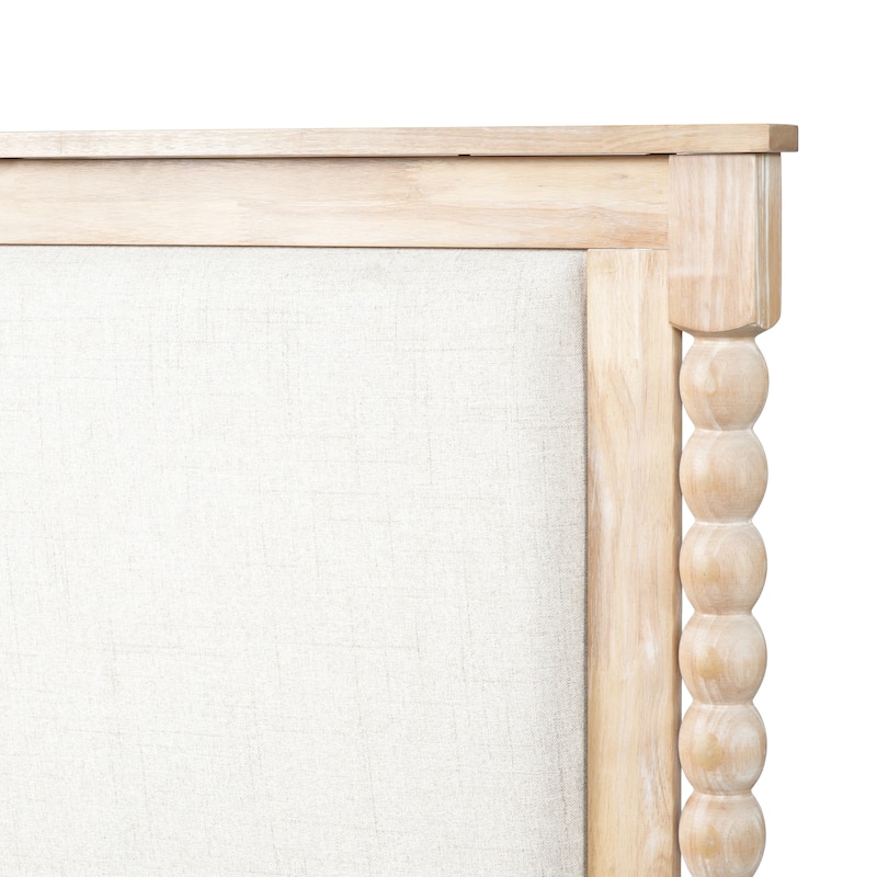 Christopher Knight Home - Traditional Wooden Platform Bed with Upholstered Headboard and Spindle Accent Design