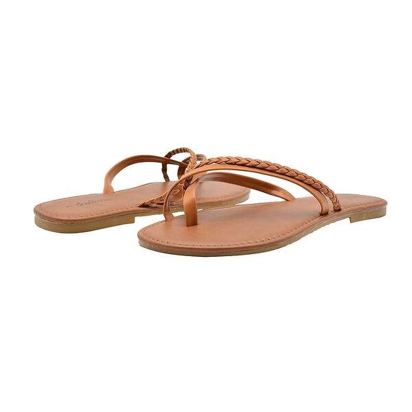 Chatties Ladies Fashion Sandals Smooth Pu Slip On Flats With Braids Overstock Chatties Ladies Fashion Sandals Smooth Pu Slip On Flats With Braids Overstock