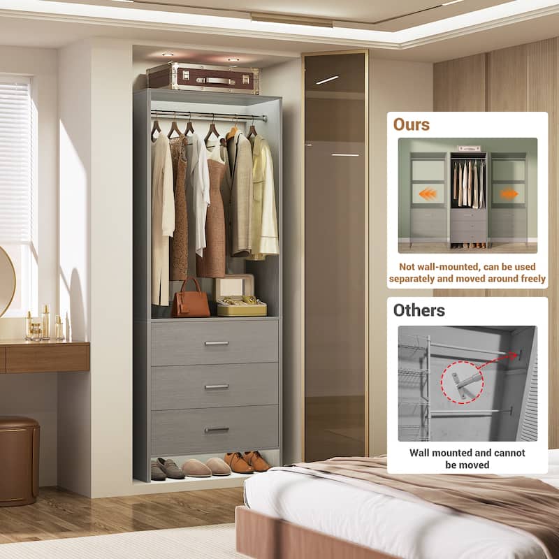 Cimly Freestanding Closet Sytem, Closet Organizer Wardrobe for Walk-in and Reach-in Closet