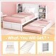 preview thumbnail 4 of 3, Twin/Full Wood Platform Bed w/ Trundle and Storage Bookcase Headboard in White
