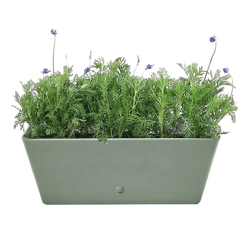 16" Rectangular Indoor/Outdoor Self-Watering Bamboo Planters - Sage Green