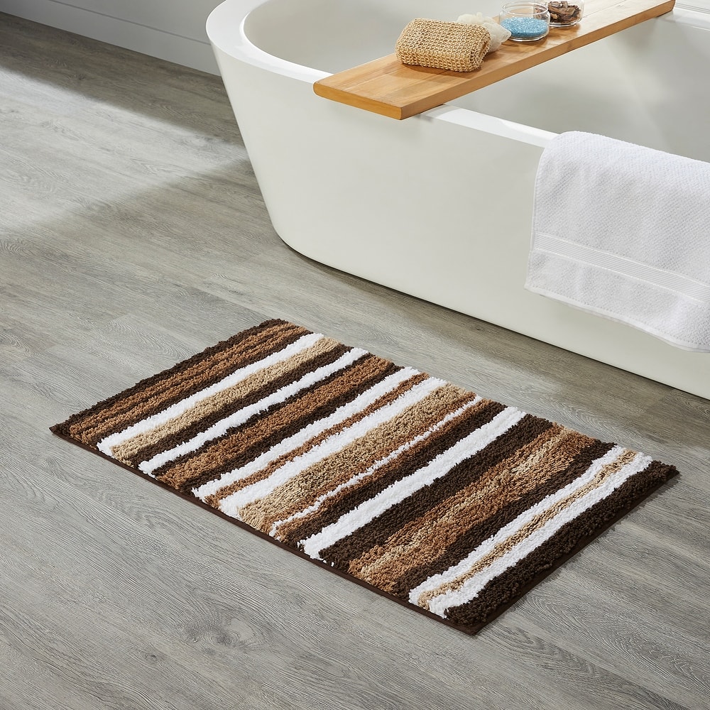 Better Trends Bath Rug 100% Polyester Super Absorbent Anti-Skid TPR Backing Bathroom Rug For Shower,Sink Mats Griffie Collection