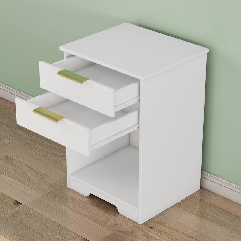 Side Table Nightstand End Table with Open Shelf, Coffee Table File Cabinet Accent Cabinet with Drawers