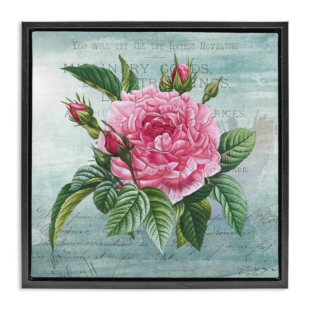 Stupell Pink Dahlia over Rustic Framed Floater Canvas Wall Art Design By Susan Arnot