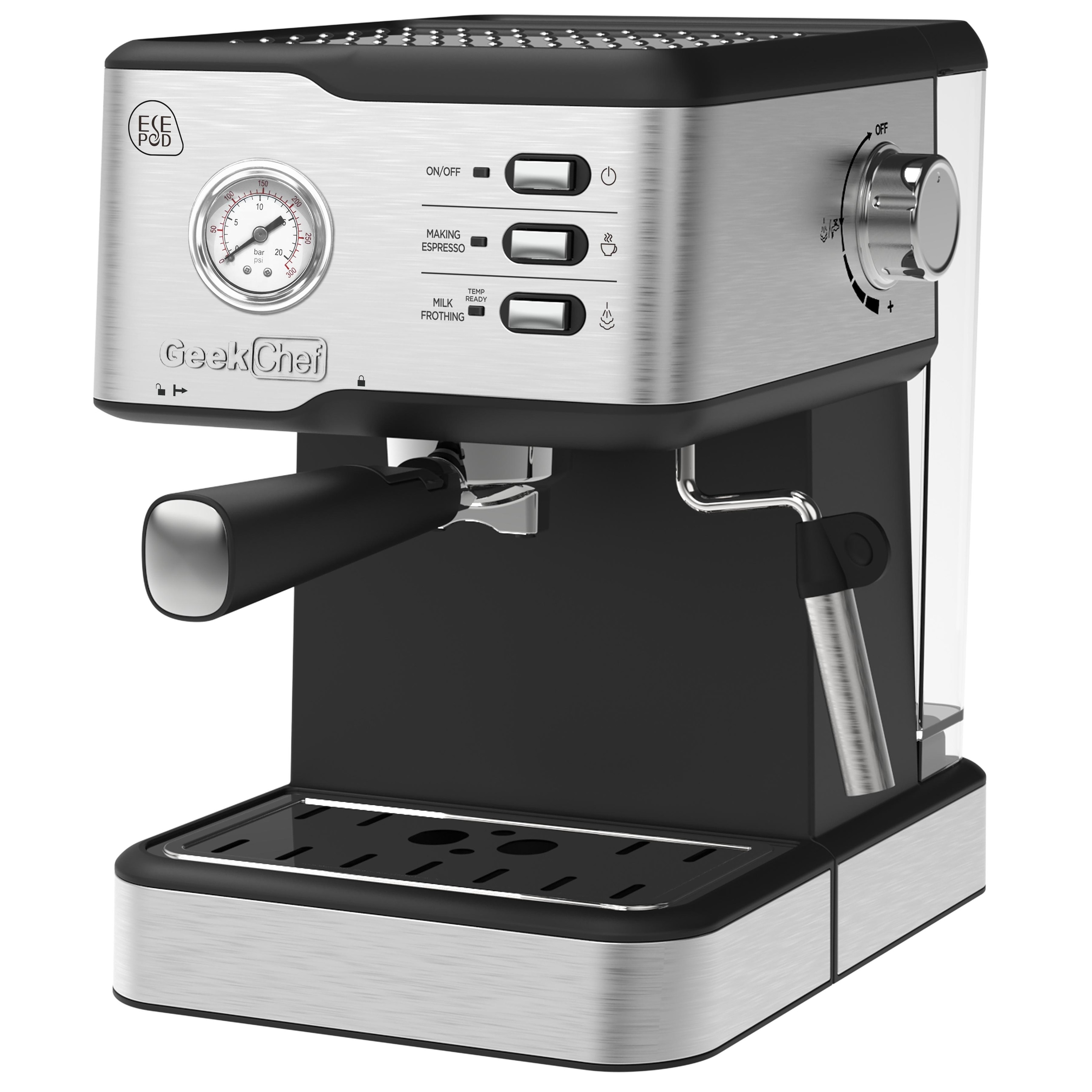 Chef Espresso Machine, Espresso and Cappuccino latte Maker 20 Bar Pump Coffee Machine Compatible with ESE POD capsules