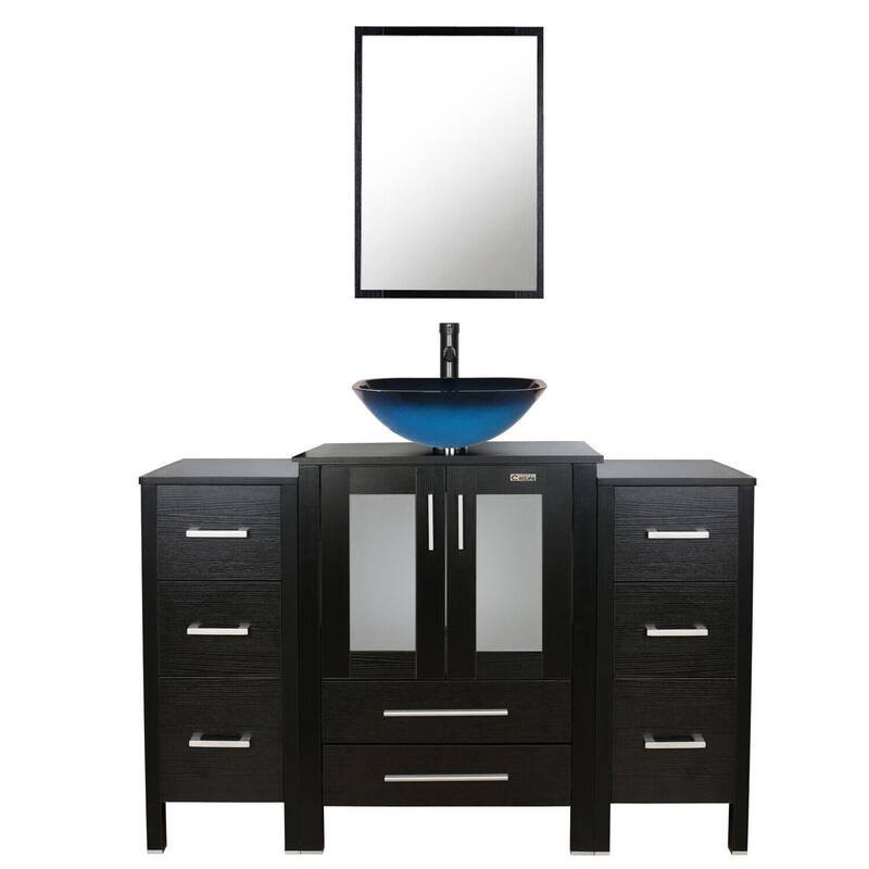 48" Bathroom Vanity Set Vessel Sink Faucet W/ Small Cabinet Combo