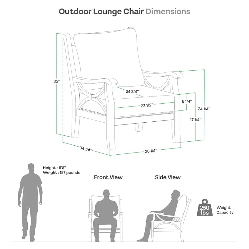 Cambridge Casual Lowell Teak Patio Club Chair with Cushion