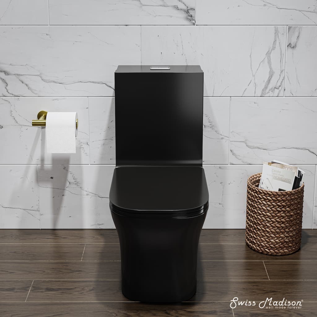 Concorde One Piece Square Toilet Dual Flush In Glossy Black 1.1/1.6 Gpf - 27.0" x 15.0" x 29.5"