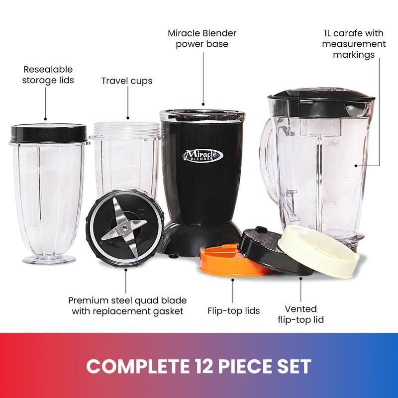 Total Chef Miracle Blender, Blender with Travel Cups, 12 pc Set