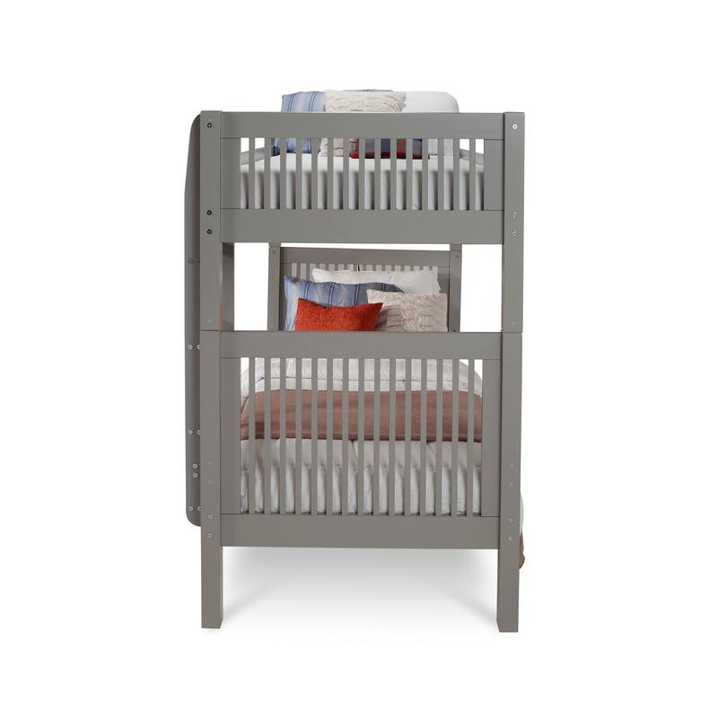 Twin Over Twin Bunk Bed - Solid Wood, Grey Finish - Stylish Sleeping Solution - Collection