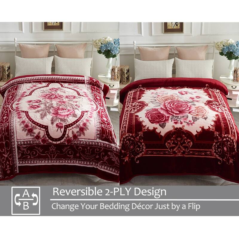 Raschel A&B Printed 2-ply Reversible Korean-style Plush Fleece Blanket