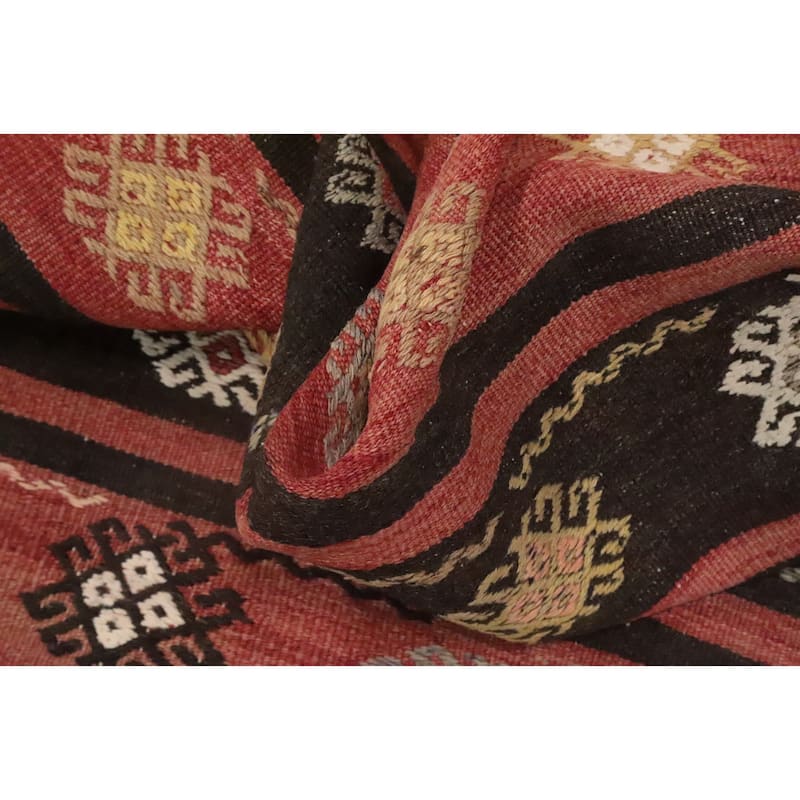 Hand Woven Oriental 100% Wool Carpet Southwestern Tribal Oranges & Rust Kilim Area Rug - 9' 4'' X 6' 1''