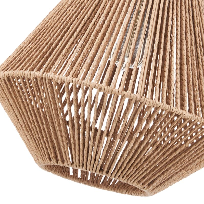 CO-Z Boho Handwoven Hemp Rope Pendant Light Fixture - Tan