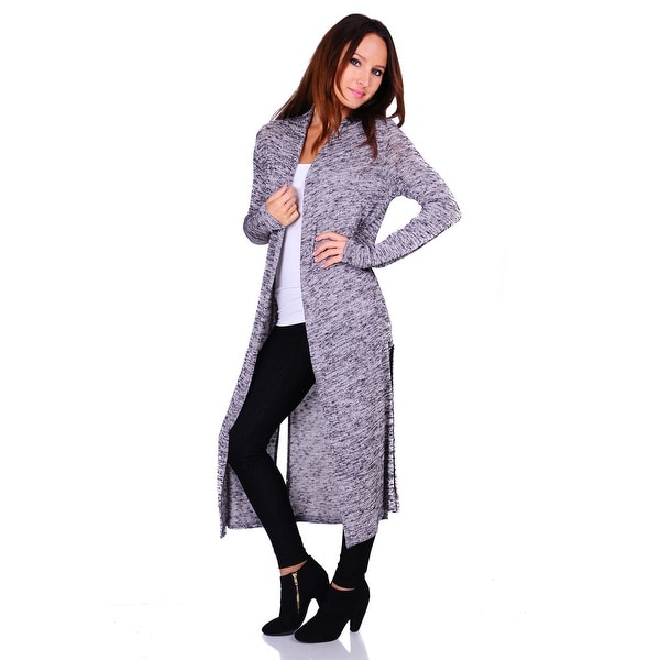 Simply Ravishing Hacci Knit 2-Tone Long Sleeve Long Cardigan (Size: S-3X)