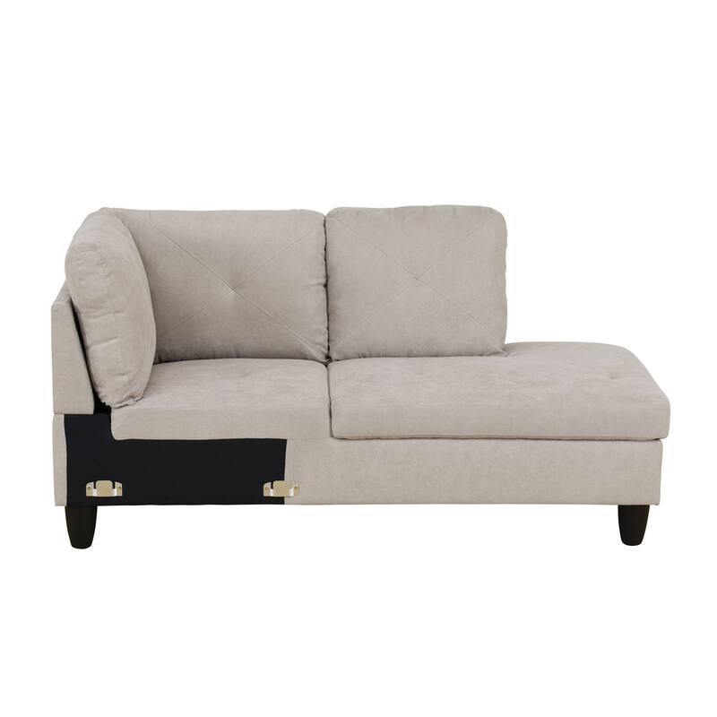 Off-White Flannelette 3-Piece Living Room Sofa Set