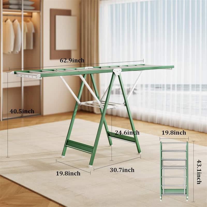Clothes Drying Rack,63 Inches Foldable Aviation Aluminum Alloy Drying Rack,